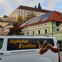 Interesting advertisement in Kremsmünster opposite the abbey